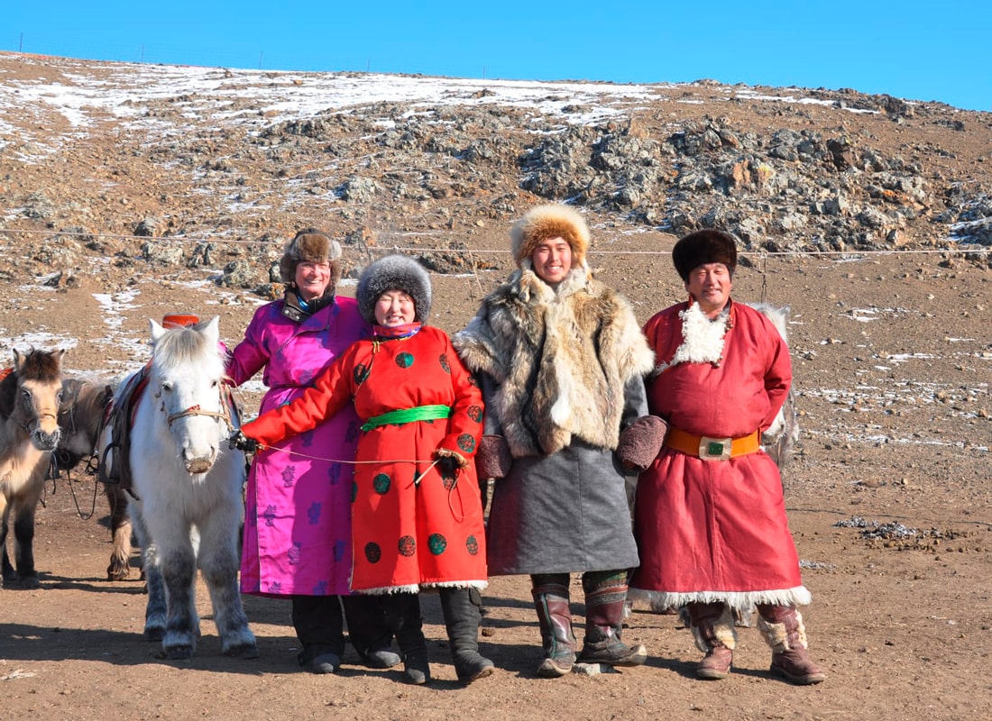 Julie with a Mongolian family