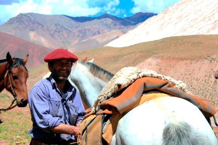 Chilean huaso at the crossing of the Andes
