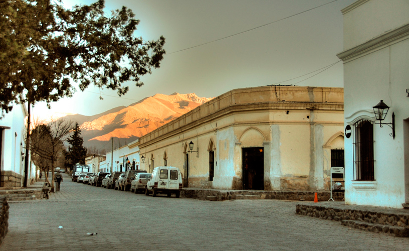 A street of Cachi and panoramic views of the hills, Argentina