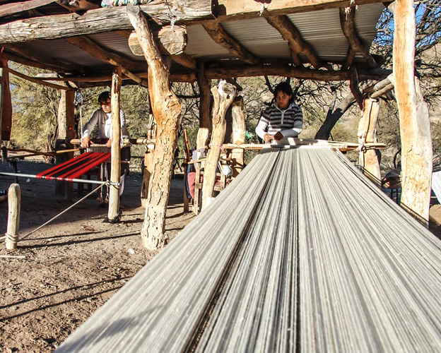 Artisan weavers and their looms 