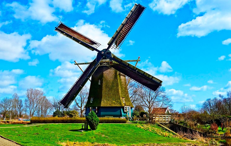 Windmill in the countryside of the Netherlands