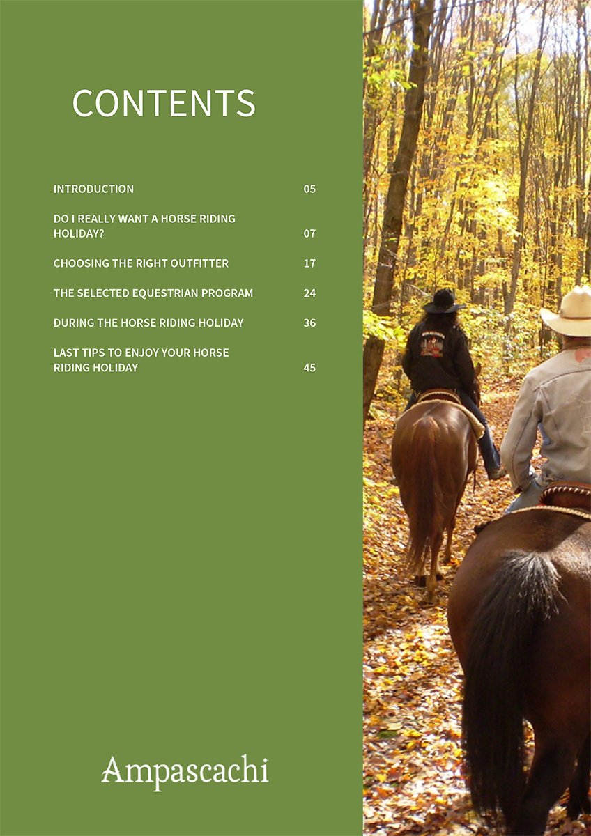 Ebook Plan equestrian trip - Index