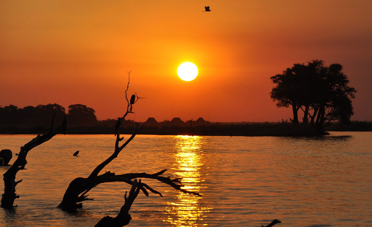 Coucher de soleil au Botswana