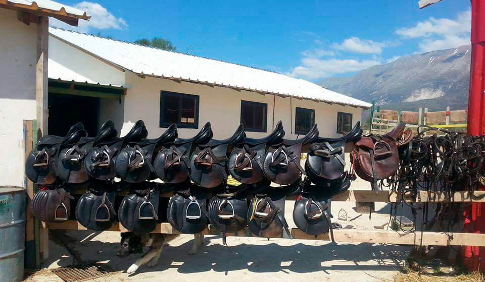 Selles préparées pour le parcours à cheva