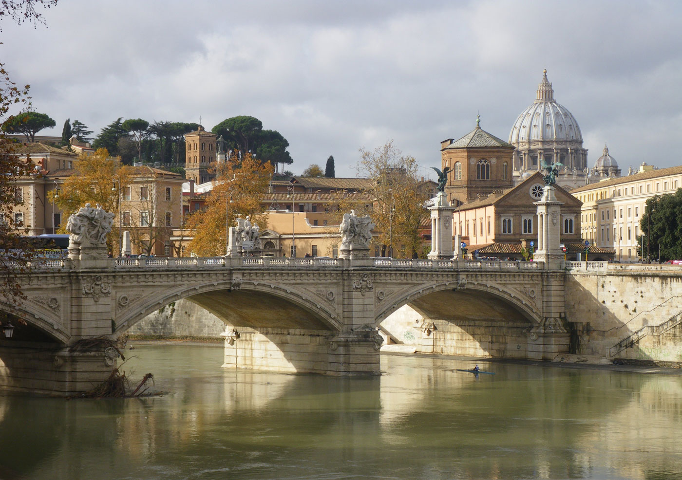 Rome, Tiber river with Vatican in the background
