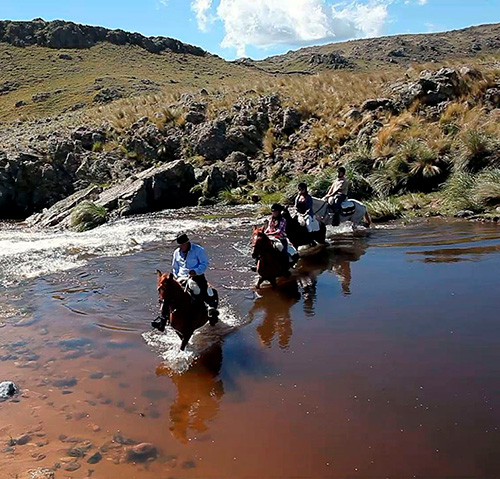 Traversée de la rivière à cheval